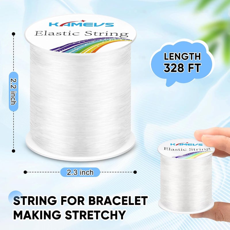 KAMEVS Crystal Elastic Cord, Clear Elastic String for Bracelets, Beading, Necklaces, Jewelry Making, 1mm Stretchy String Suitable for Various Types and Sizes of Beads - Image 2